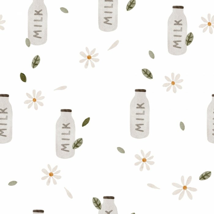 Tissu Imprimé Bouteille de Lait Fleurs, 7 tissus au choix