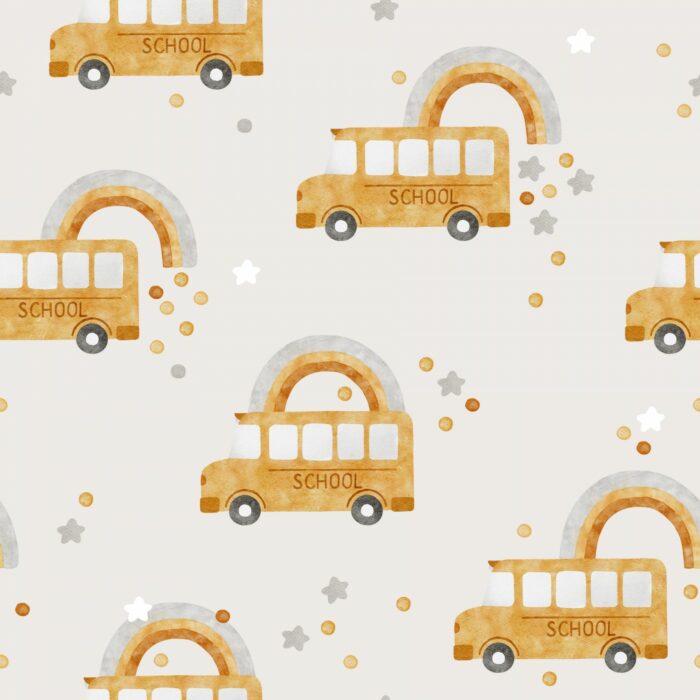 Tissu Imprimé Bus Étoiles, 7 tissus au choix