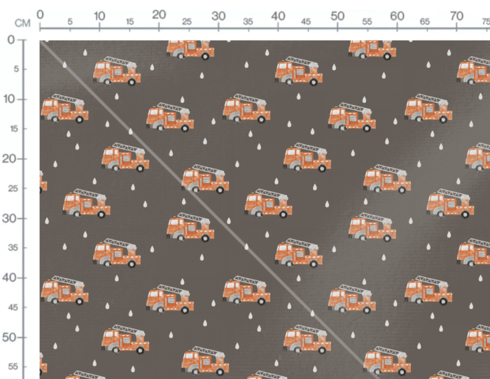 Tissu Imprimé Camion de Pompiers Gris, 7 tissus au choix – Image 3