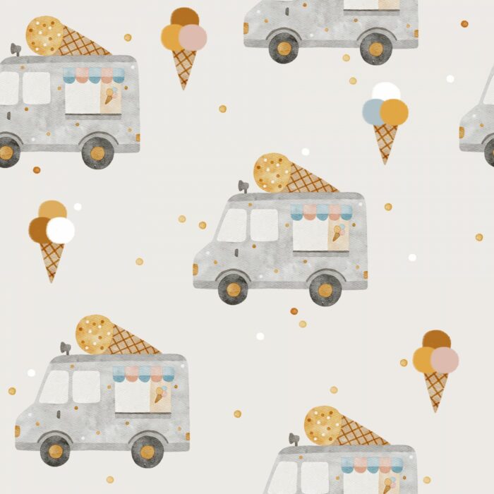 Tissu Imprimé Camion Glace, 7 tissus au choix
