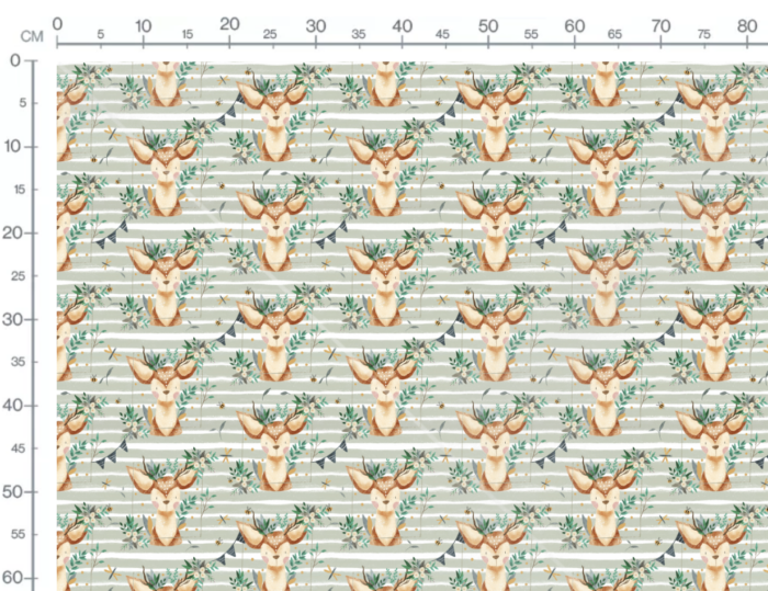 Tissu Imprimé Cerf Mignon Vert, 11 tissus au choix – Image 2