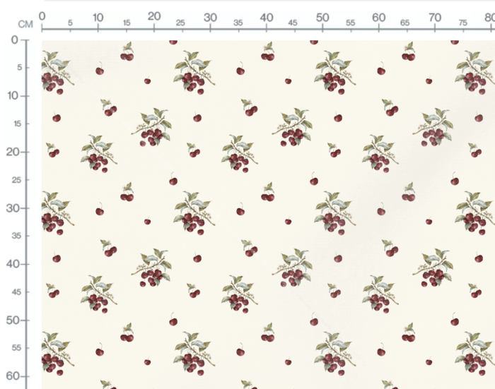 Tissu Imprimé Cerises Fleurs Crème, 7 tissus au choix – Image 3