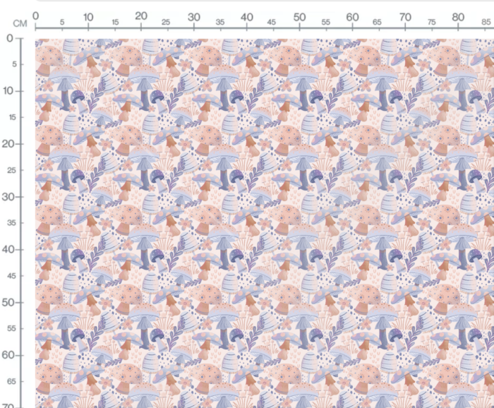 Tissu Imprimé Champignons Bleu Rose, 7 tissus au choix – Image 2