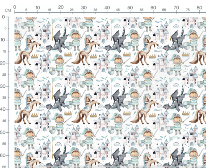 Tissu Imprimé Chevalier et Dragon, 7 tissus au choix – Image 3
