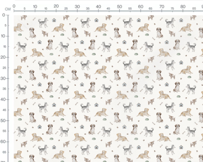Tissu Imprimé Chiens Mignons Crème, 7 tissus au choix – Image 3