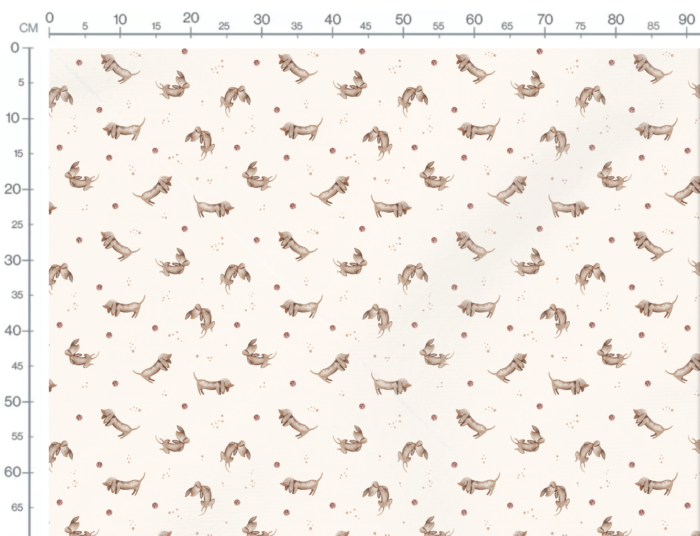 Tissu Imprimé Chiots Mignons Crème, 7 tissus au choix – Image 3