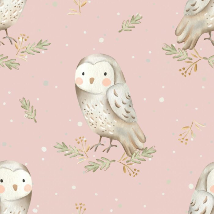 Tissu Imprimé Chouette Adorable Rose, 7 tissus au choix