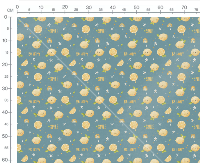 Tissu Imprimé Citrons Be Happy Bleu, 7 tissus au choix – Image 3