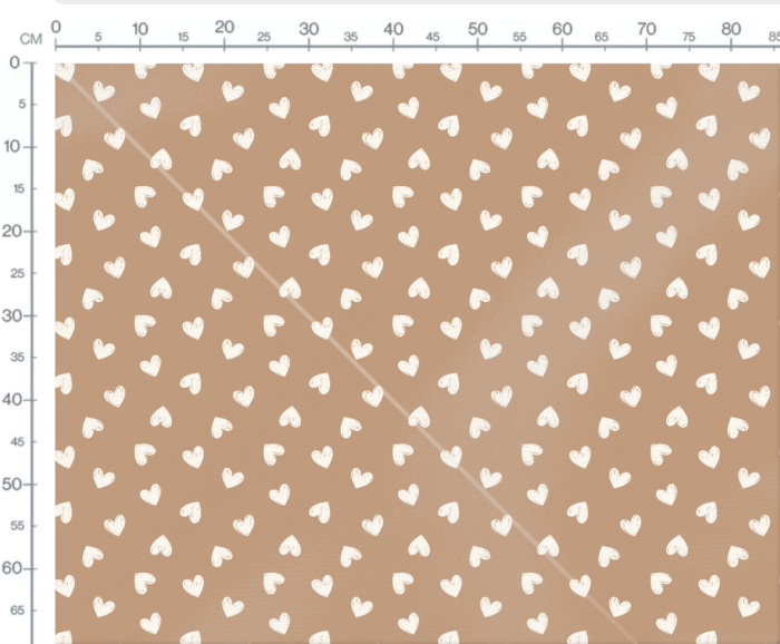 Tissu Imprimé Coeurs Fond Caramel, 7 tissus au choix – Image 3