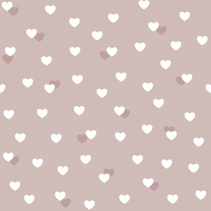 Tissu Imprimé Coeurs Petits Taupe, 7 tissus au choix