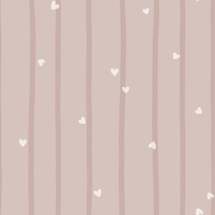 Tissu Imprimé Coeurs Rayé Blush, 7 tissus au choix