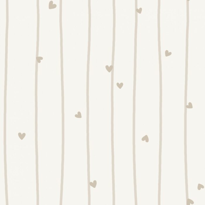 Tissu Imprimé Coeurs Rayé Crème, 11 tissus au choix