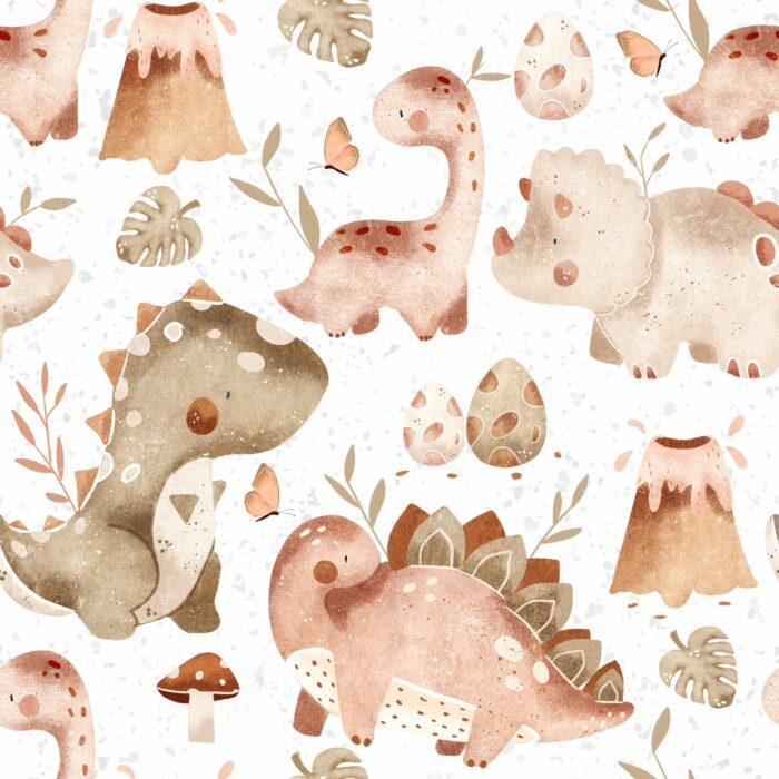 Tissu Imprimé Dino Mignons, 10 tissus au choix