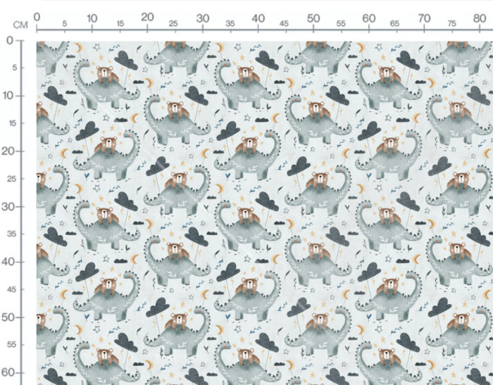 Tissu Imprimé Dino Ourson Mignon, 7 tissus au choix – Image 2