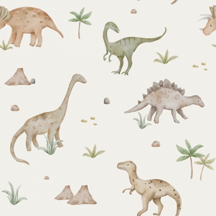 Tissu Imprimé Dinosaures Pastel, 7 tissus au choix