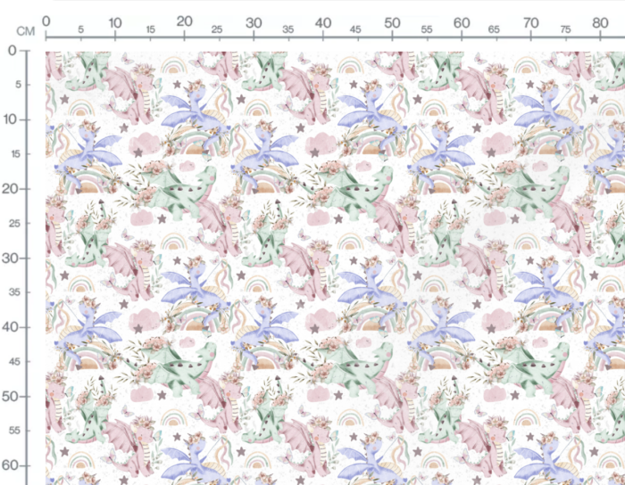 Tissu Imprimé Dragons Magiques Fleuris, 7 tissus au choix – Image 3