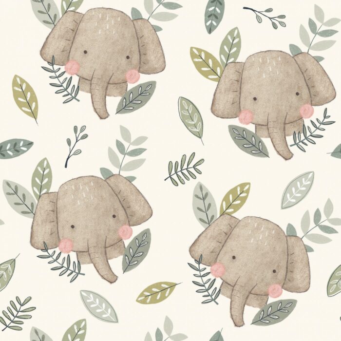 Tissu Imprimé Éléphants Mignons Safari, 7 tissus au choix