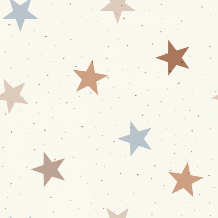 Tissu Imprimé Étoiles Marron Bleu Pastel, 7 tissus au choix
