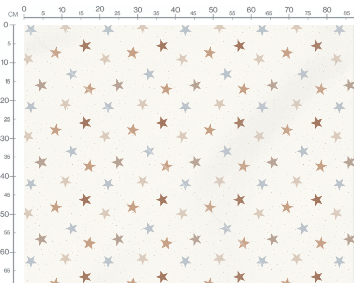 Tissu Imprimé Étoiles Marron Bleu Pastel, 7 tissus au choix – Image 3