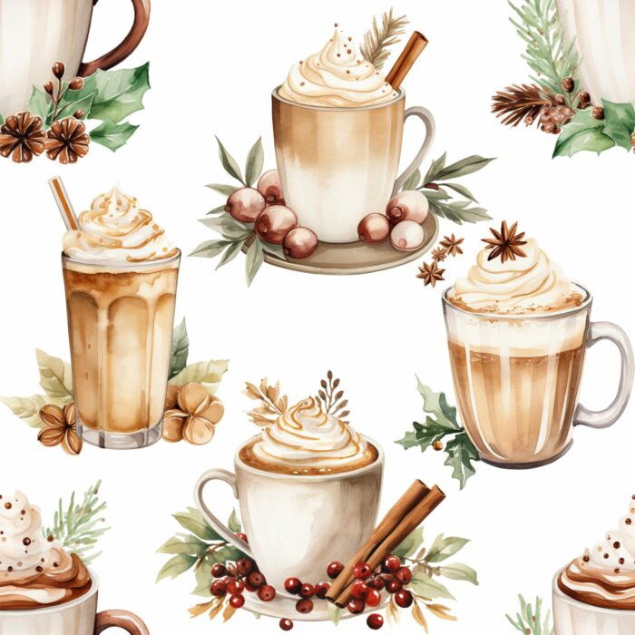 Tissu Imprimé Exclusif Noel Café Gourmand, 11 tissus au choix