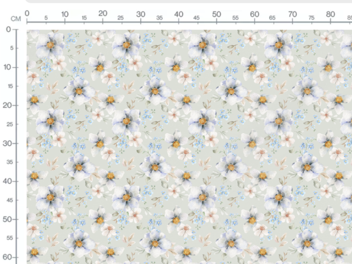 Tissu Imprimé Fleuri Bouquet Bleu Gris, 7 tissus au choix – Image 3