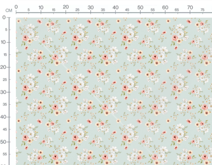 Tissu Imprimé Fleuri Bouquet Pastel Bleu, 7 tissus au choix – Image 3