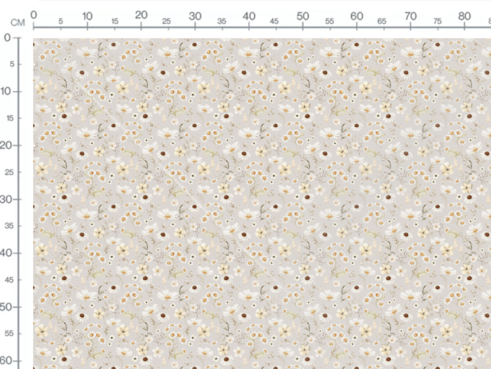 Tissu Imprimé Fleuri Camomille Gris, 7 tissus au choix – Image 2