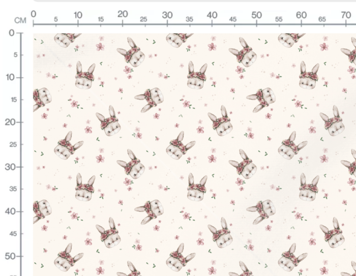 Tissu Imprimé Fleuri Petit Lapin Crème, 7 tissus au choix – Image 3