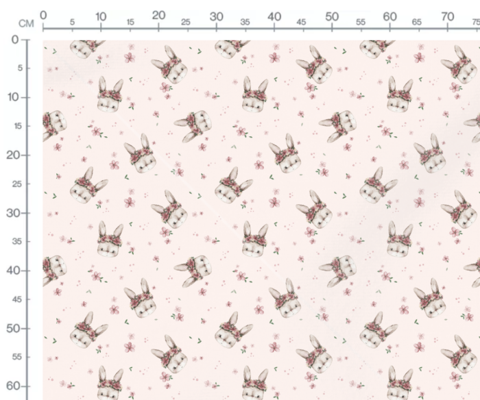 Tissu Imprimé Fleuri Petit Lapin Rose, 10 tissus au choix – Image 2