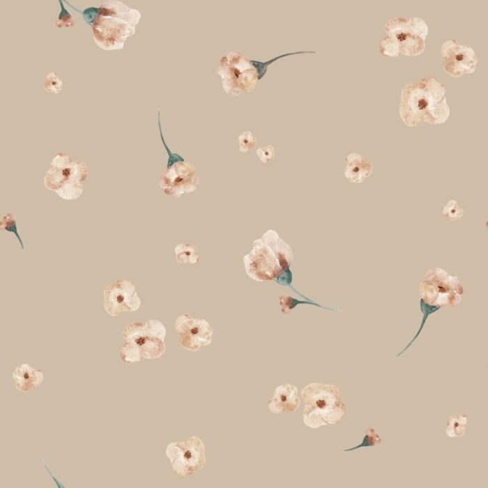Tissu Imprimé Fleuri Petites Fleurs Fond Beige, 7 tissus au choix