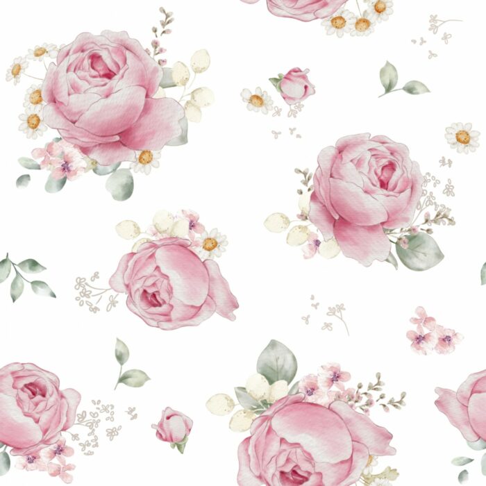 Tissu Imprimé Fleuri Roses Camomille, 7 tissus au choix