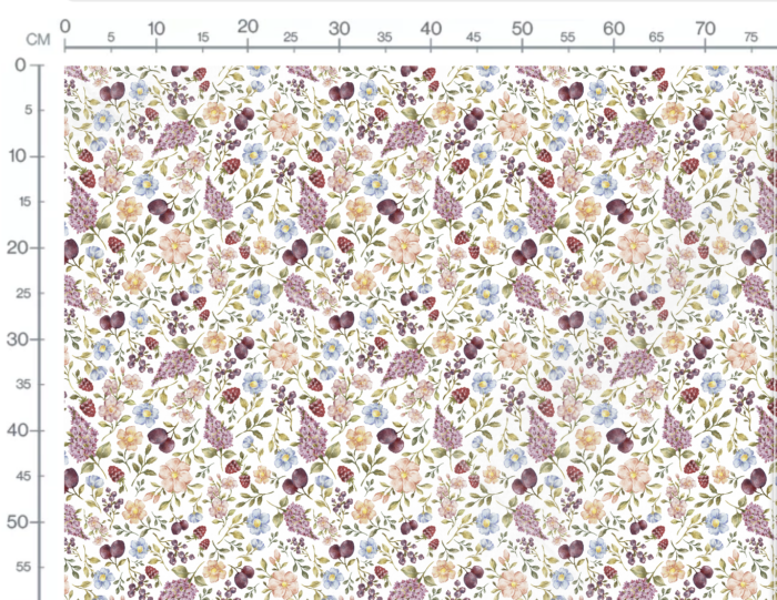 Tissu Imprimé Fleurs et Fruits Blanc, 7 tissus au choix – Image 3