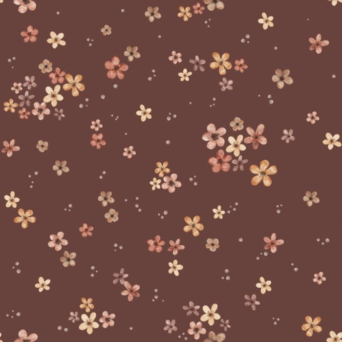 Tissu Imprimé Fleurs Petite Prairie Chocolat, 7 tissus au choix