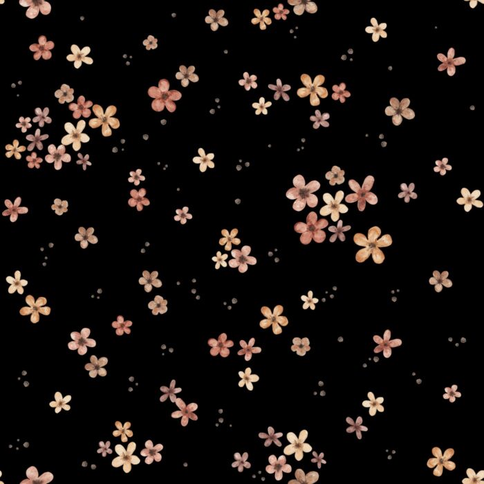Tissu Imprimé Fleurs Petite Prairie Noir, 7 tissus au choix