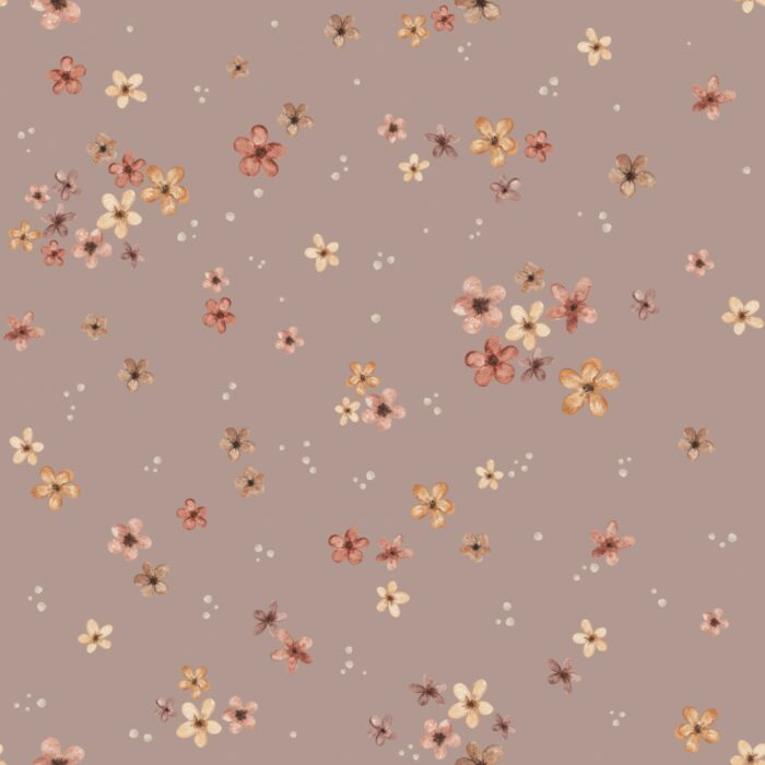 Tissu Imprimé Fleurs Petite Prairie Taupe, 7 tissus au choix