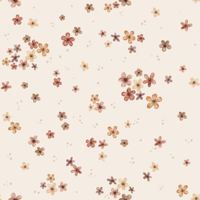 Tissu Imprimé Fleurs Petite Prairie Vanille, 7 tissus au choix