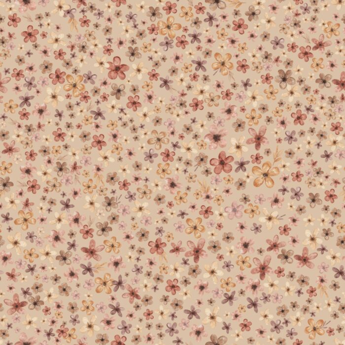 Tissu Imprimé Fleurs Prairie Beige, 7 tissus au choix