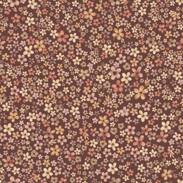 Tissu Imprimé Fleurs Prairie Chocolat, 7 tissus au choix