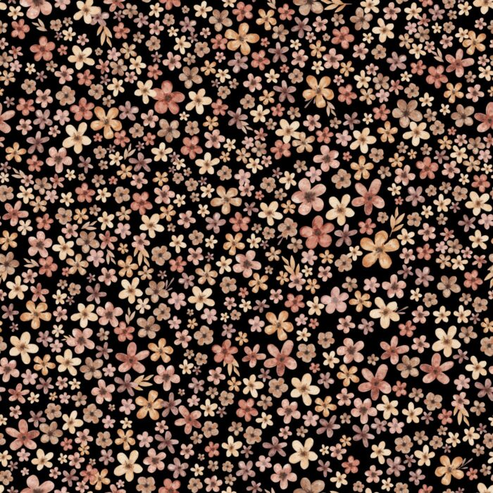 Tissu Imprimé Fleurs Prairie Noir, 7 tissus au choix