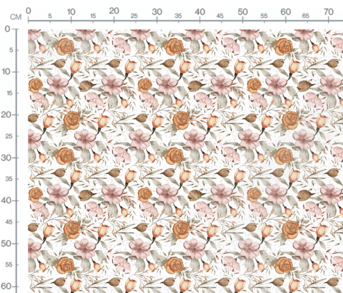 Tissu Imprimé Fleurs Roses Oranges, 7 tissus au choix – Image 3