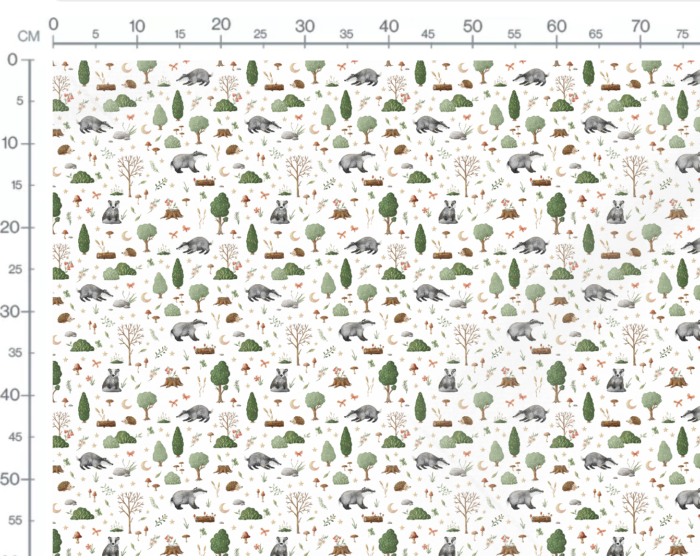 Tissu Imprimé Foret Magique Blaireau Blanc, 10 tissus au choix – Image 2