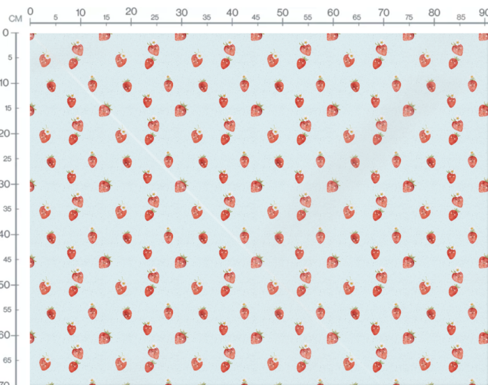 Tissu Imprimé Fraises et Fleurs Bleu, 7 tissus au choix – Image 3