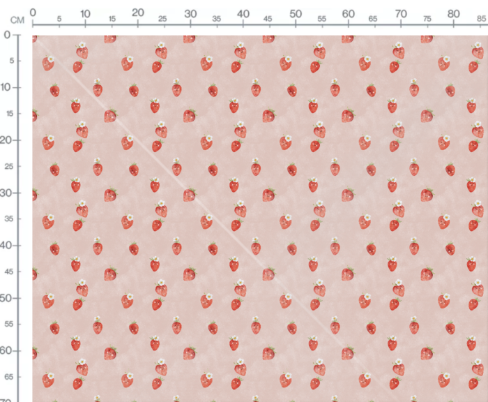 Tissu Imprimé Fraises et Fleurs Blush, 7 tissus au choix – Image 3