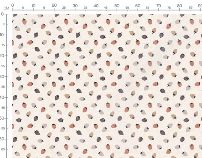 Tissu Imprimé Fraises Pastel Beige, 10 tissus au choix – Image 3