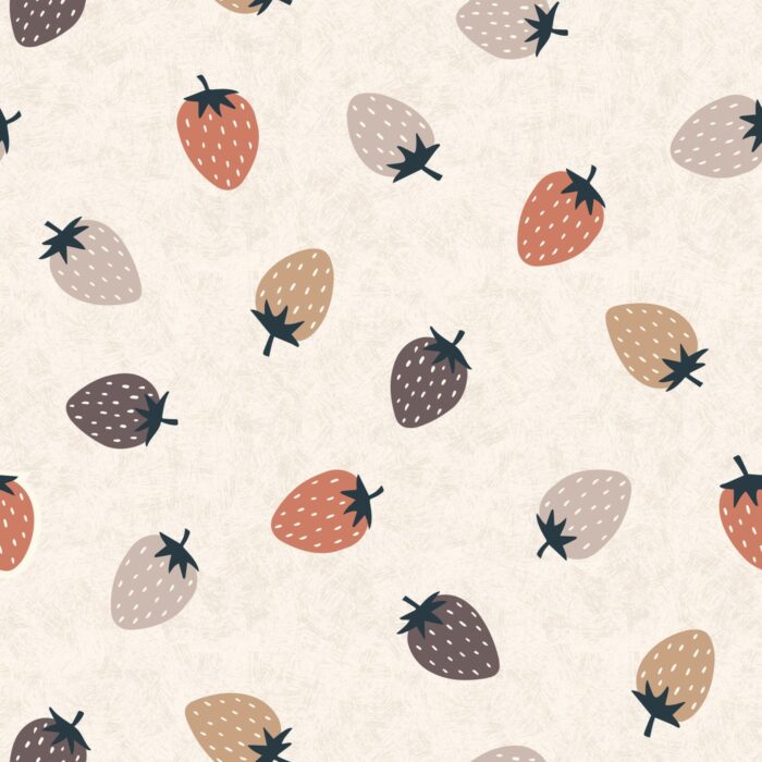 Tissu Imprimé Fraises Pastel Beige, 10 tissus au choix