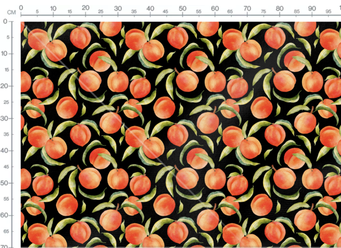 Tissu Imprimé Fruits Abricot Grand Noir, 7 tissus au choix – Image 3