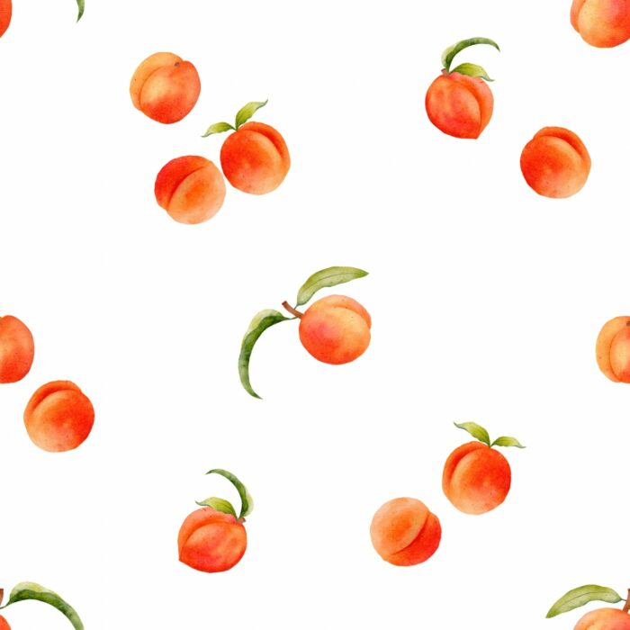 Tissu Imprimé Fruits Abricots Blanc, 7 tissus au choix