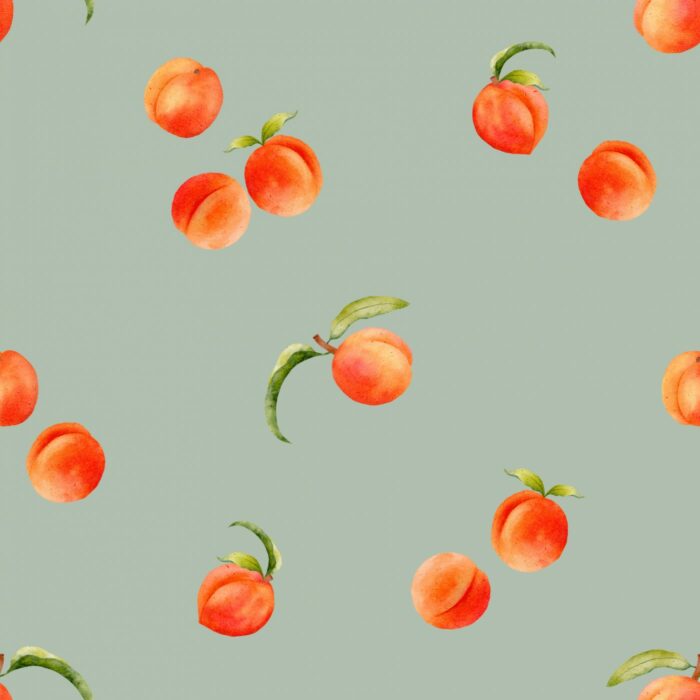 Tissu Imprimé Fruits Abricots Vert, 7 tissus au choix