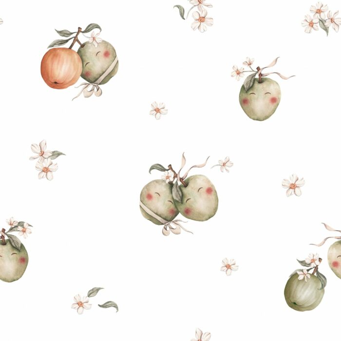 Tissu Imprimé Fruits Adorables Blanc, 7 tissus au choix
