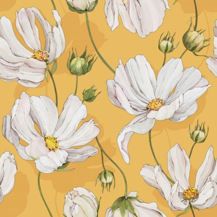 Tissu Imprimé Grandes Marguerites Jaune, 7 tissus au choix